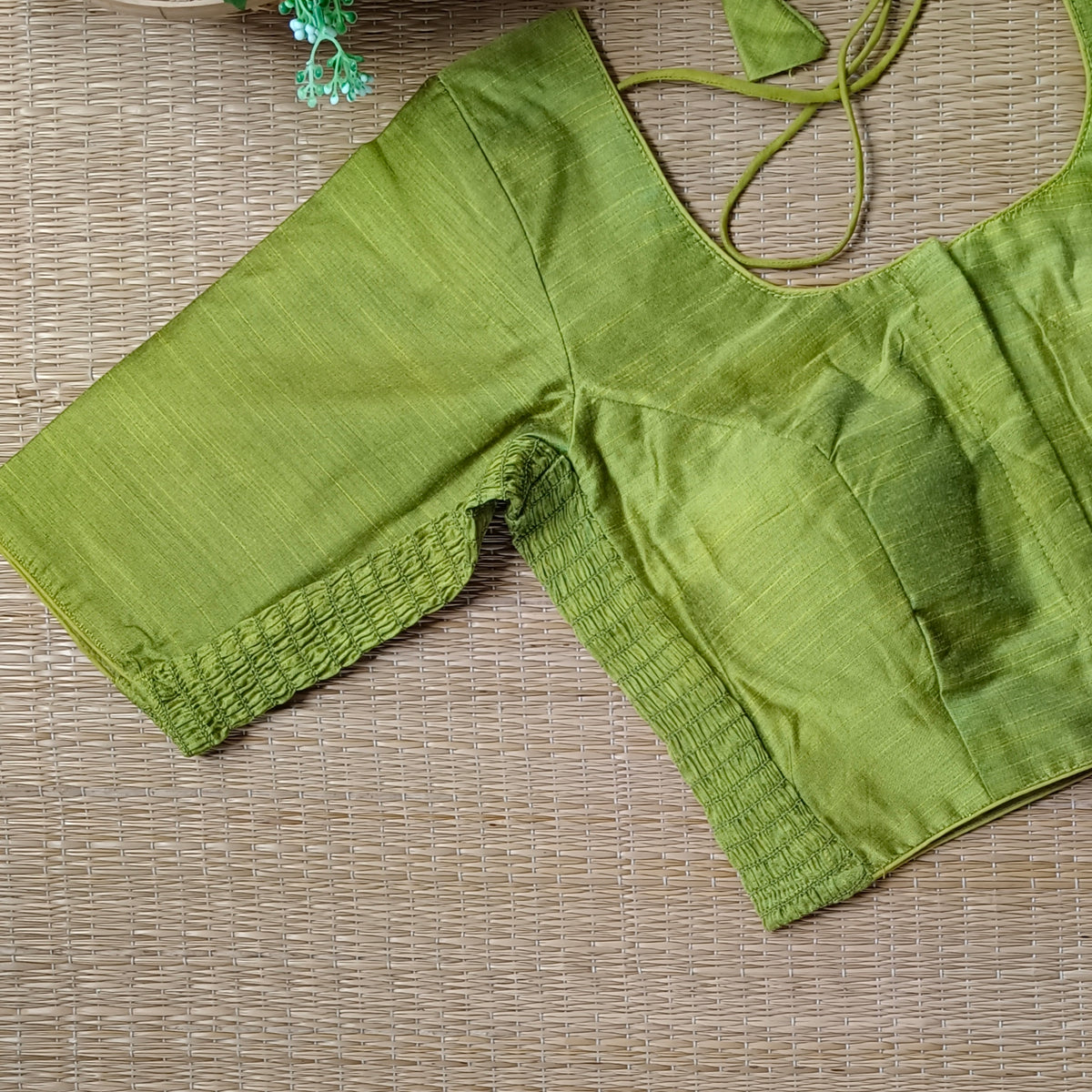 Classic light mehendi green plain flexi fit blouse
