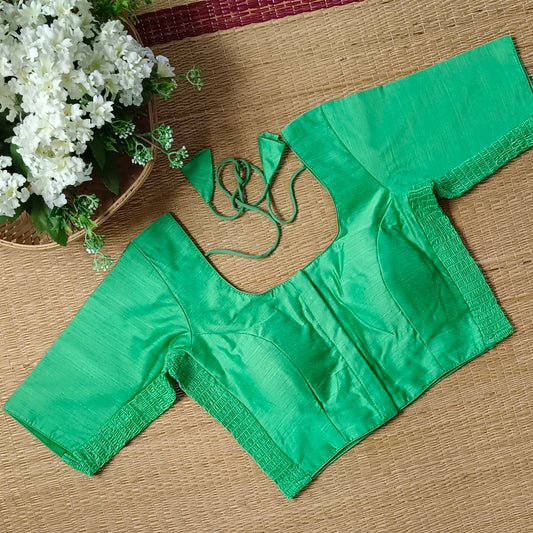 Classic aqua green plain flexi fit blouse