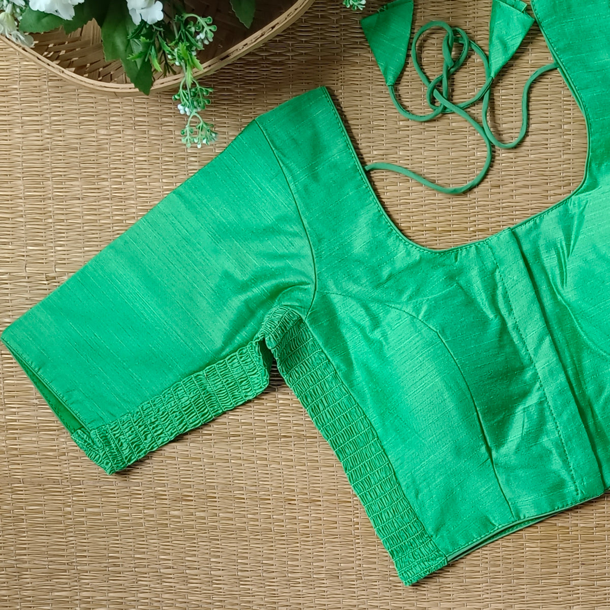 Classic aqua green plain flexi fit blouse