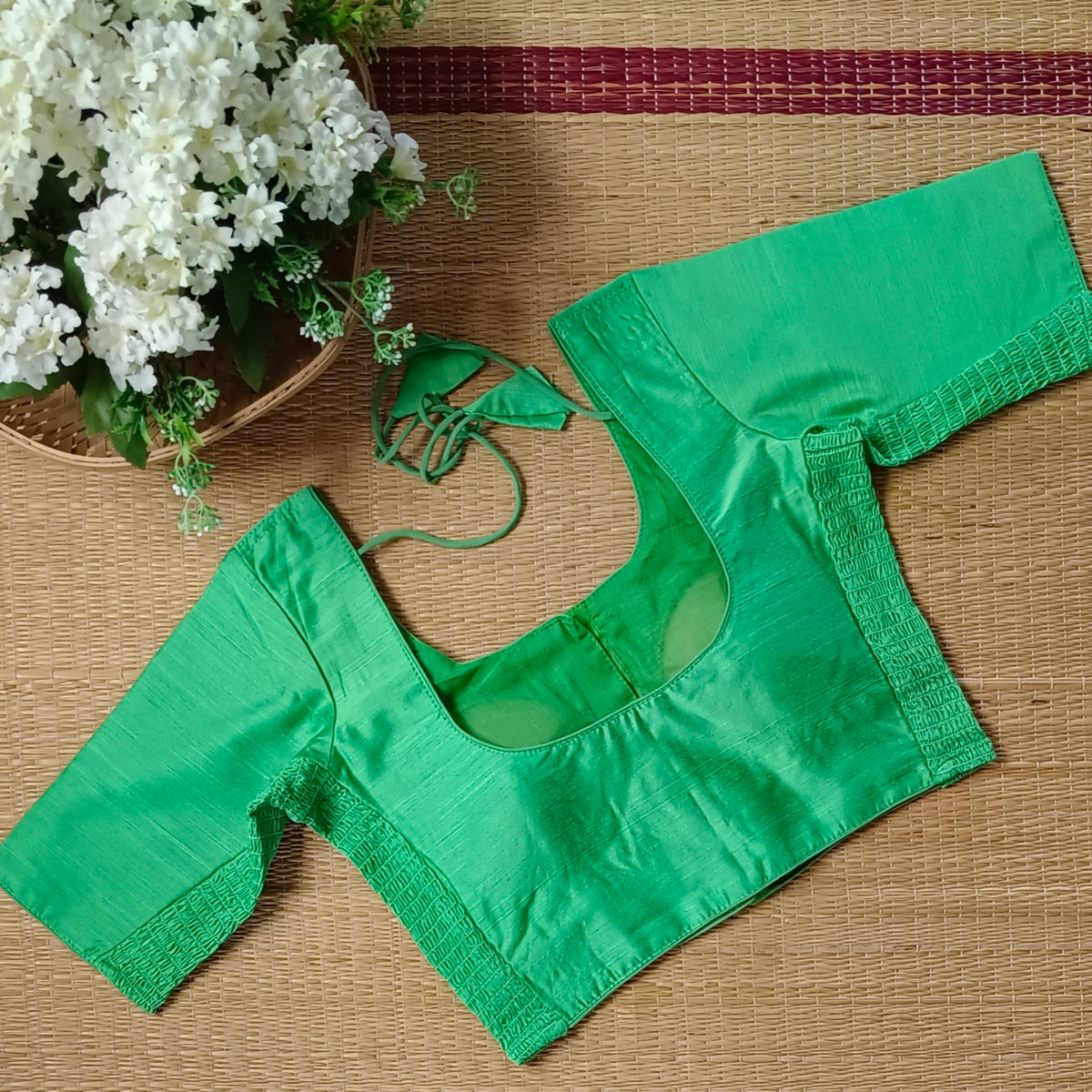 Classic aqua green plain flexi fit blouse
