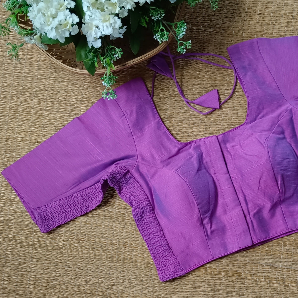 Classic lavender plain flexi fit blouse
