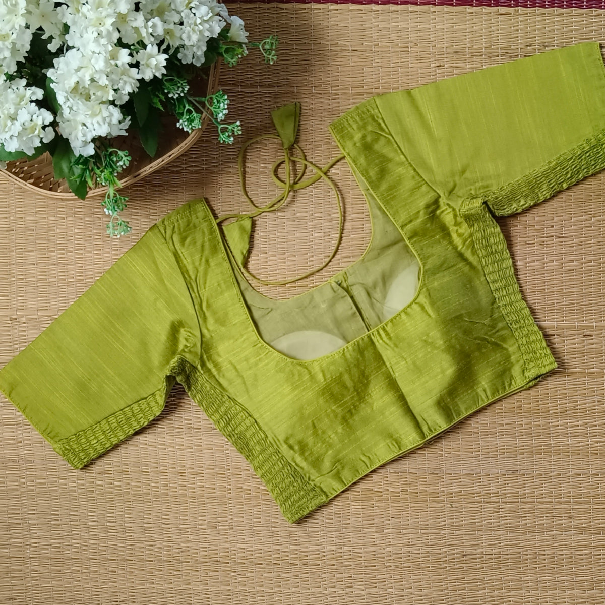 Classic light mehendi green plain flexi fit blouse