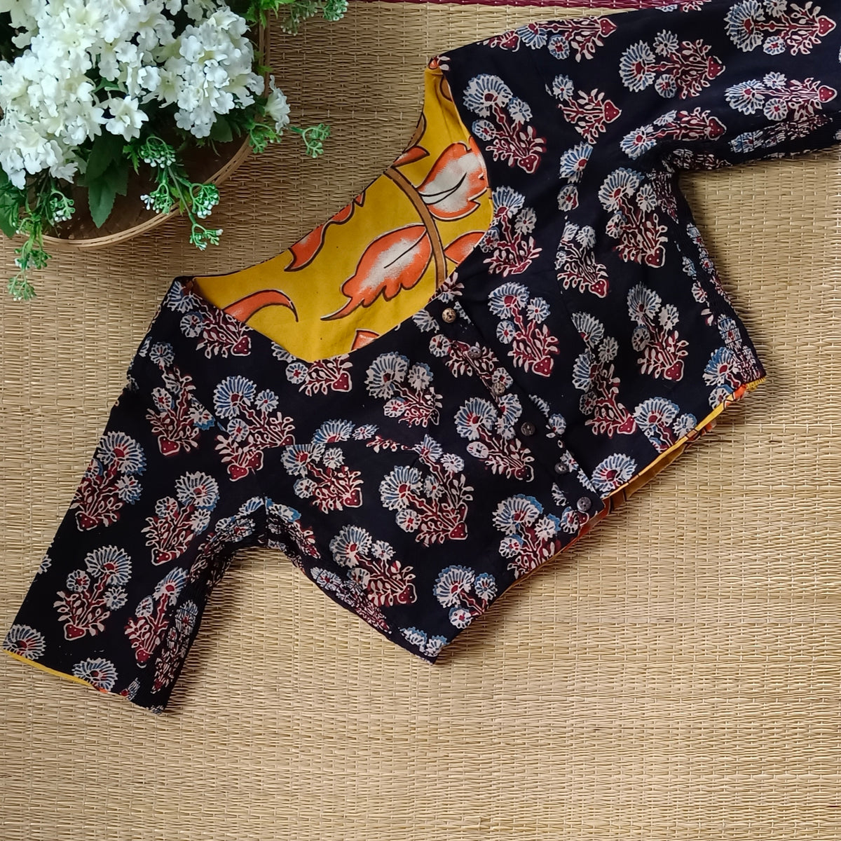 Kalamkari & Ajrak Reversible flexi fit blouse 7