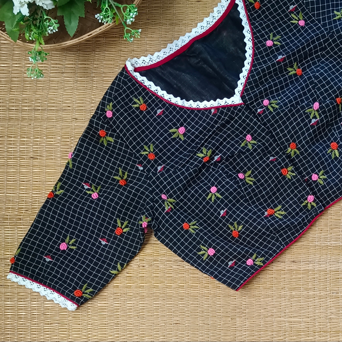 Black Jamdani Hand Embroidery Blouse