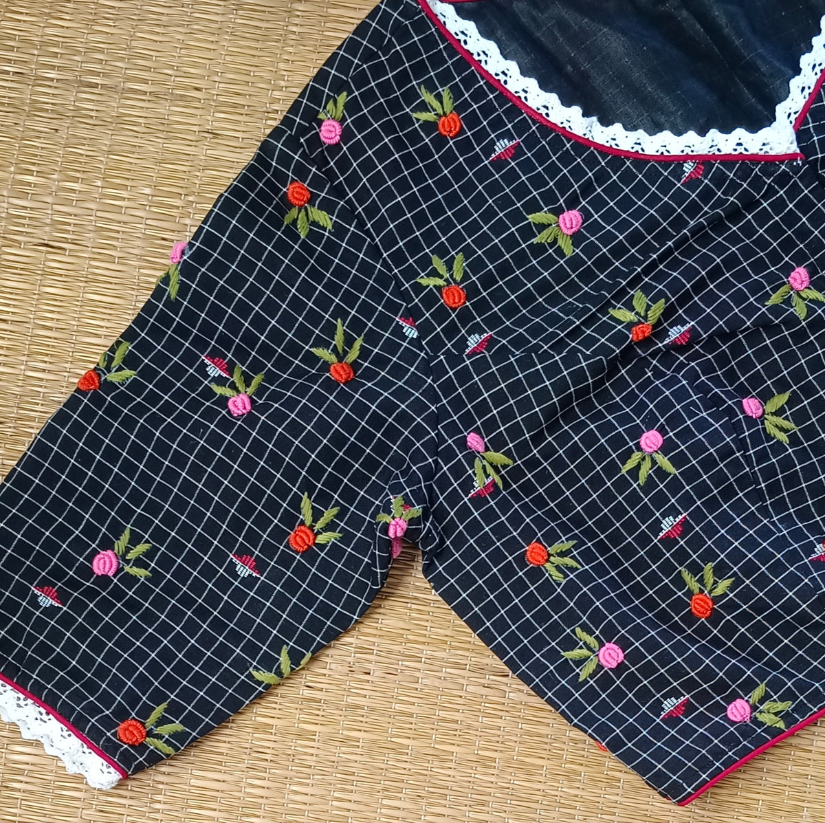 Black Jamdani Hand Embroidery Blouse