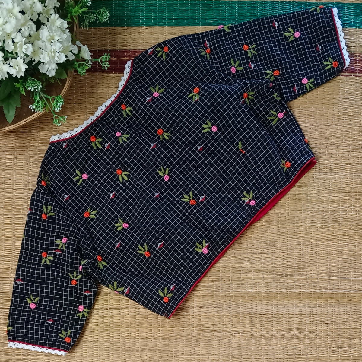 Black Jamdani Hand Embroidery Blouse