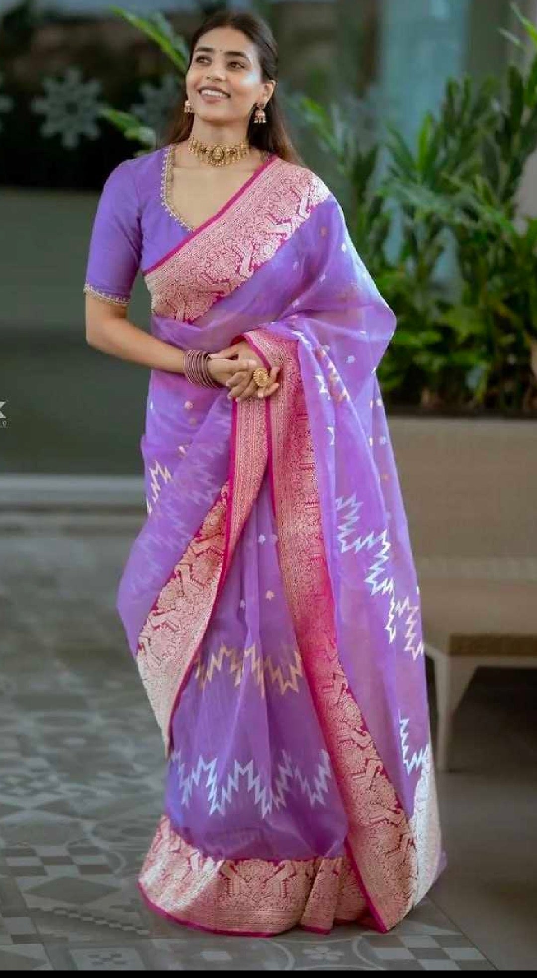 Lavender Cotton Silk Saree
