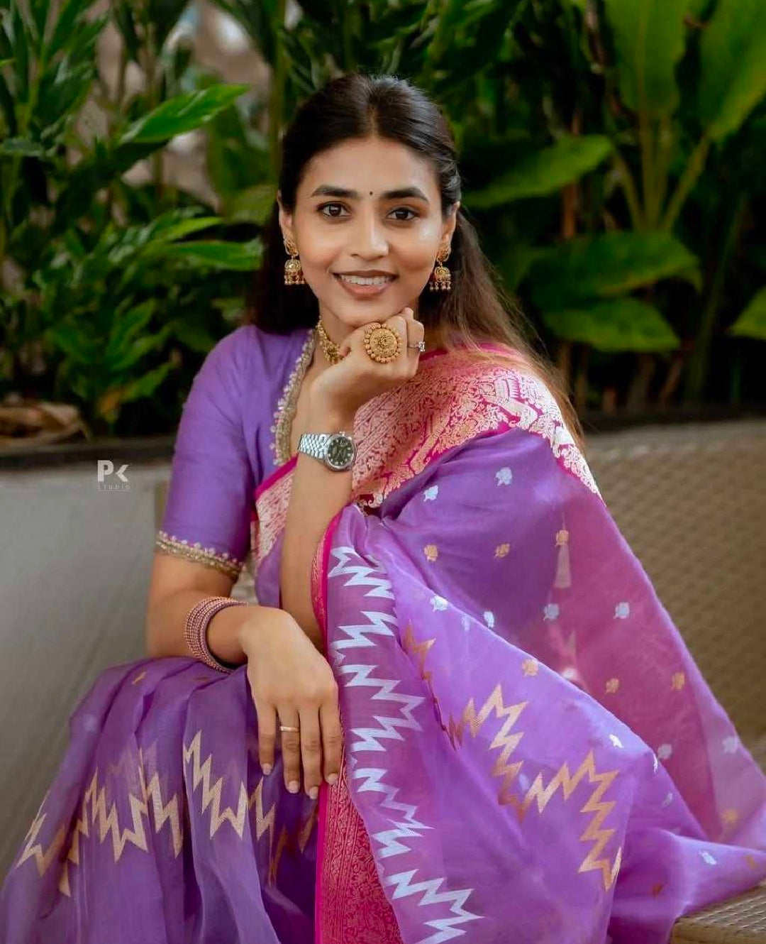 Lavender Cotton Silk Saree