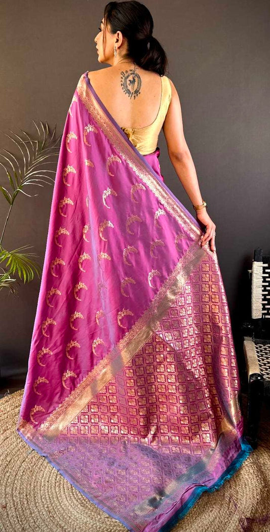 Onion Pink Semi Silk Saree
