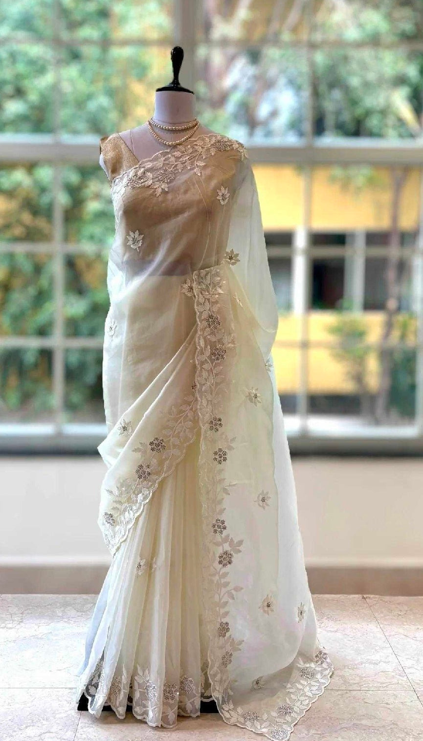 Off White Organza Saree