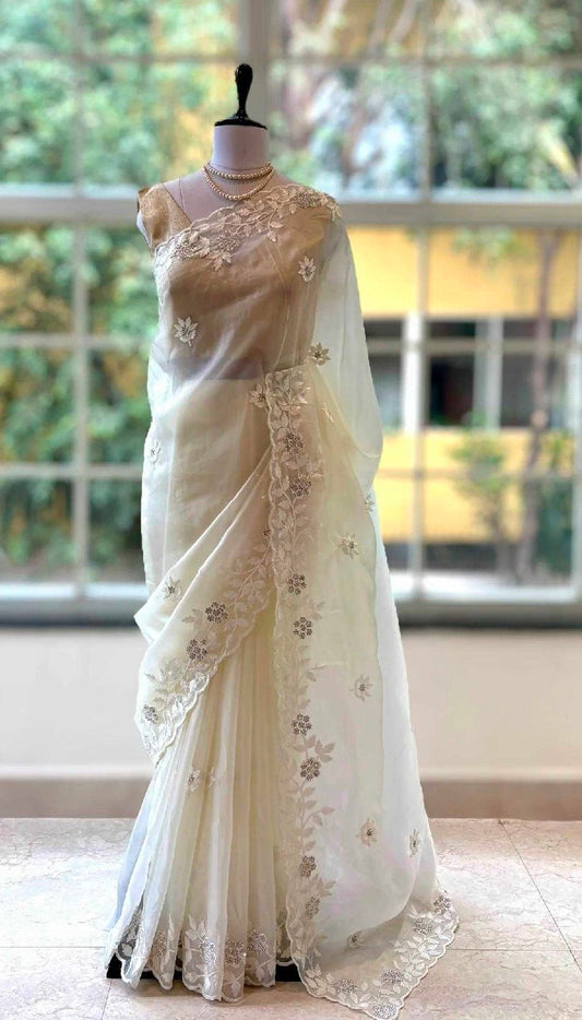 Off White Organza Saree