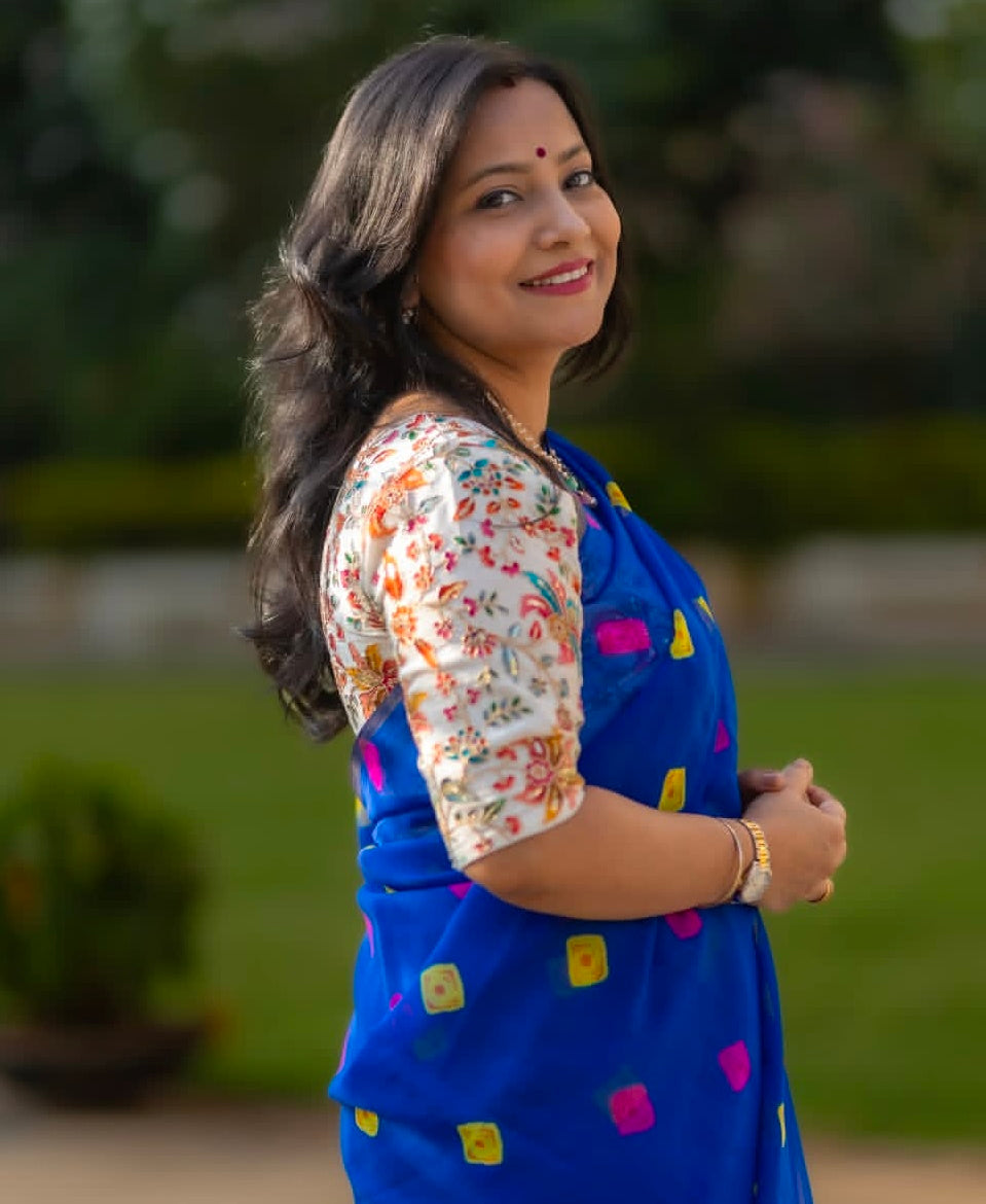 Off-white crepe code work blouse