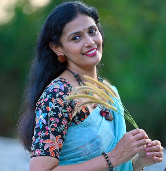 Black crepe code work blouse